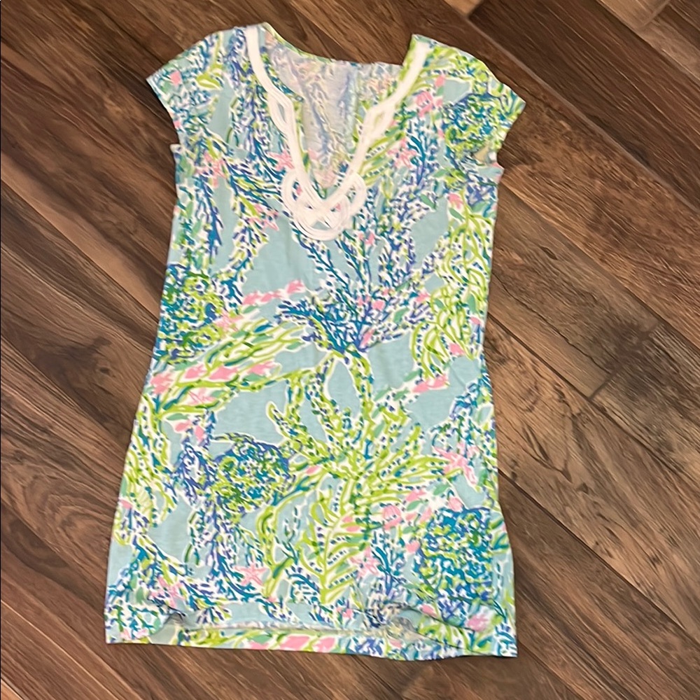 Lilly Pulitzer Floral Mini Dress in Blue and Green